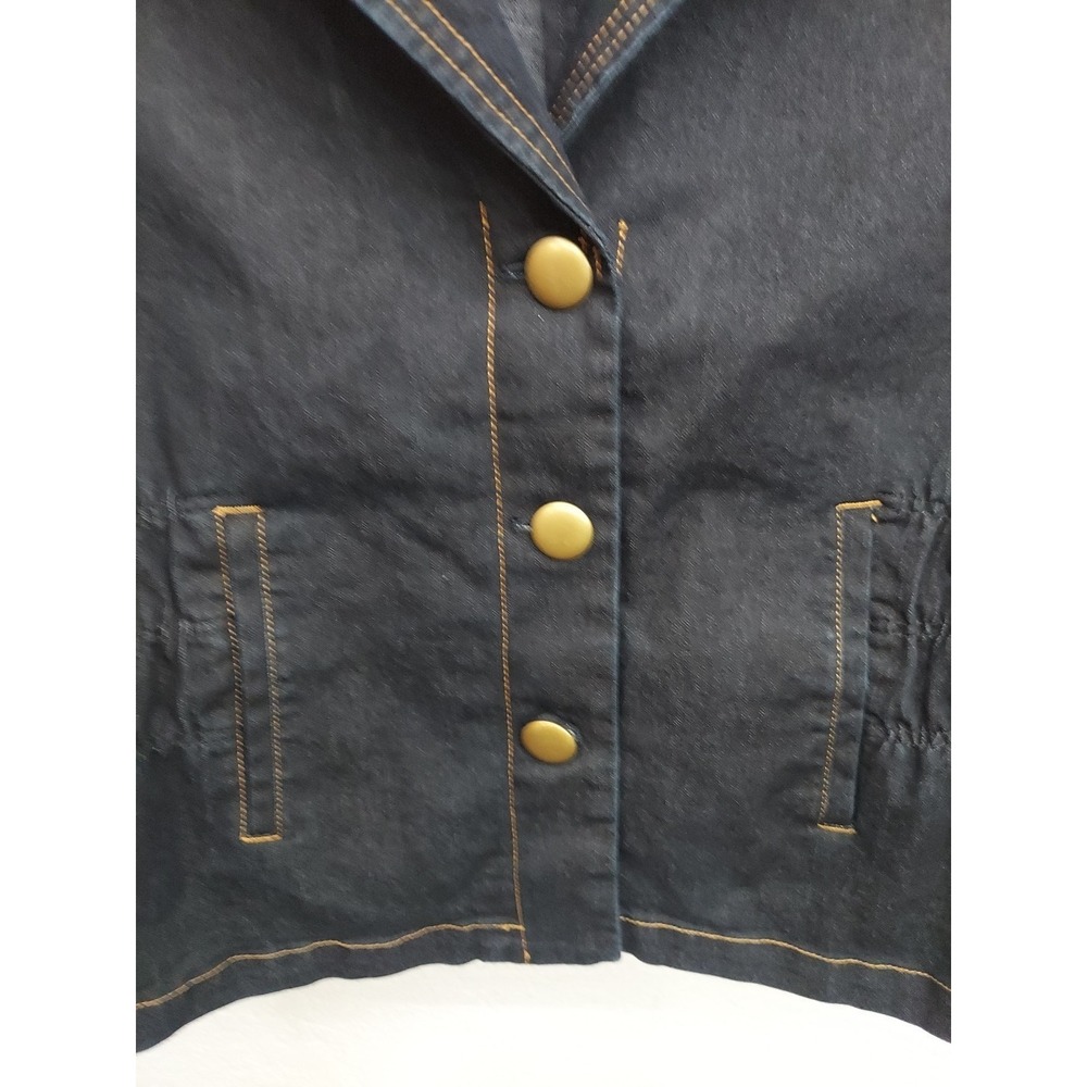 Joan Rivers Denim Jacket Womens XS Blue Dark Wash Gold Buttons Jean Stretch - Picture 4 of 11